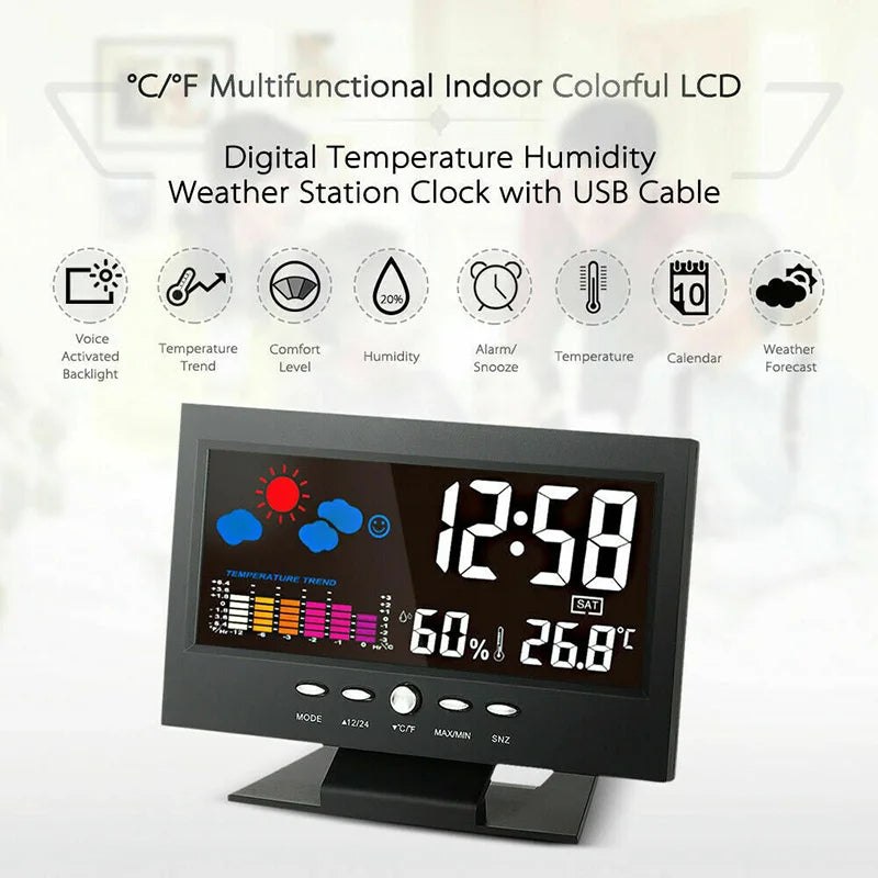 Horloge de bureau à écran LCD.