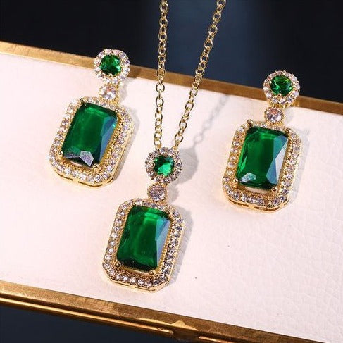 Ensemble de bijoux vert pour femme