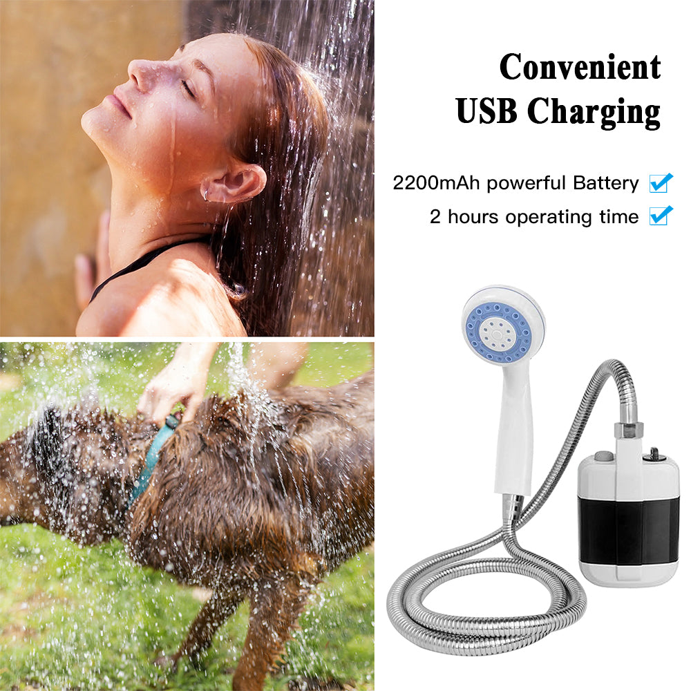 Douche portable de camping en plein air à pompe rechargeable.