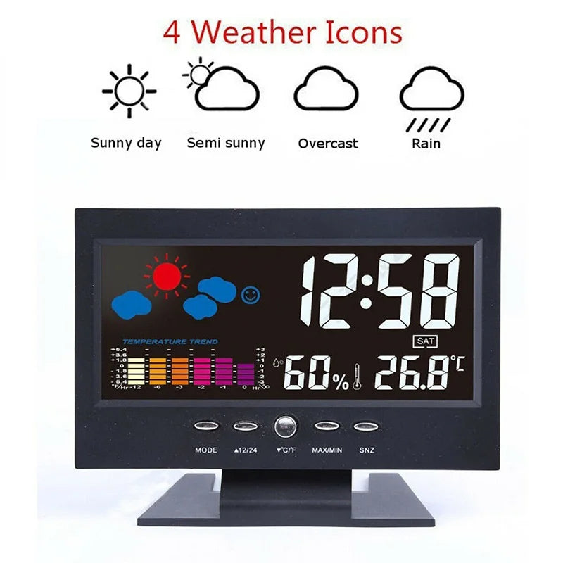 Horloge de bureau à écran LCD.