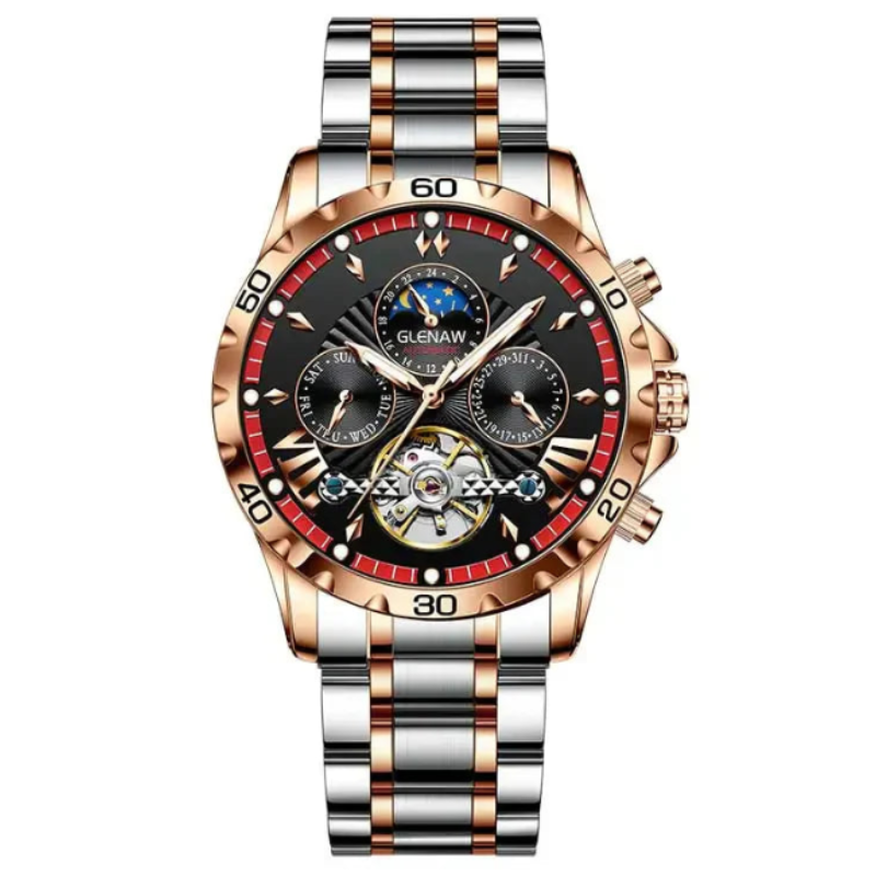 GLENAW-Montre Mécanique à Tourbillon de Luxe pour Homme.